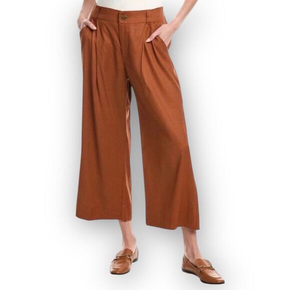 Cabi #6478 Cruise Crop Sienna Brown Linen Blend Pants Coastal Beach Women Medium - Picture 11 of 11
